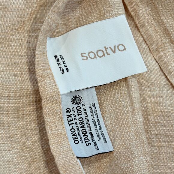 Saatva Heritage Flax Linen Queen Duvet Cover and Sham Pillow Case Set Beige - Picture 5 of 12